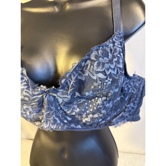 Cacique Navy Blue Lace womens Plus Size Bra 50C Underwire Supportive Sexy - Picture 2 of 3